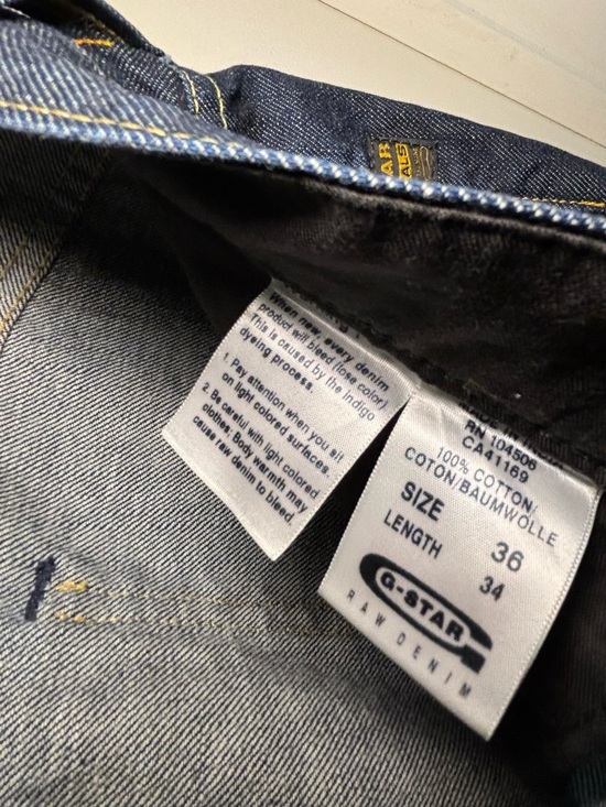 G-Star Raw Men’s Skinny Dark Indigo Jeans with Yellow Contrast Stitching - Picture 5 of 7